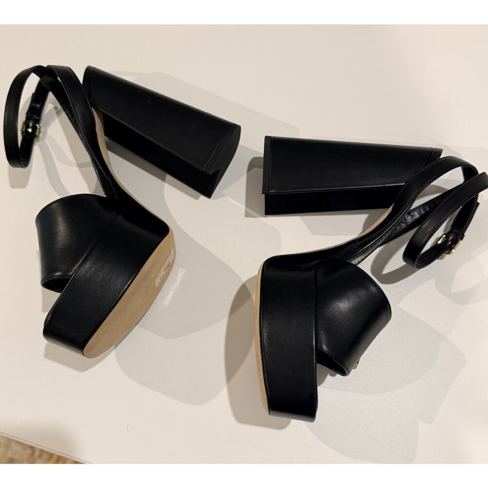 Louis Vuitton Black Leather LV logo embellished Shake Platform sandals EU 38 - Picture 10 of 16